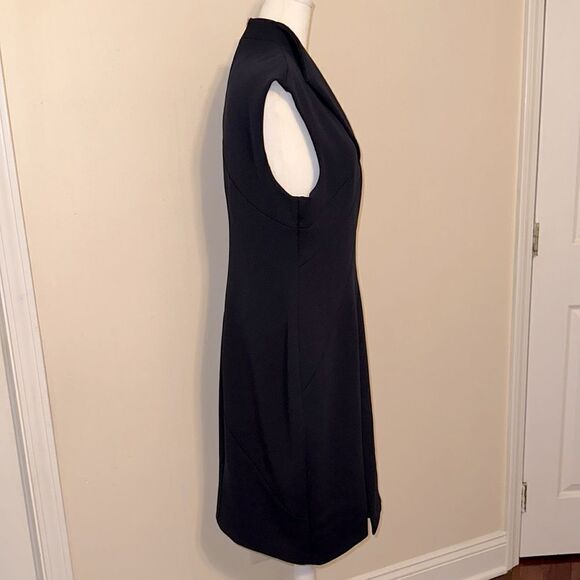 Ted Baker 14 (5) Navy Geodese V Neck Front Slit Back Zip Sleeveless Shift Dress - Picture 7 of 16